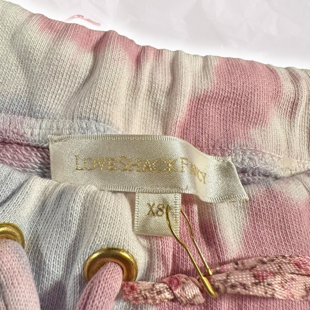 NWT LoveShackFancy ‘Etty’ Cropped Jogger Pant in Pink & Blue Tie Dyed Cotton XS - Picture 4 of 16